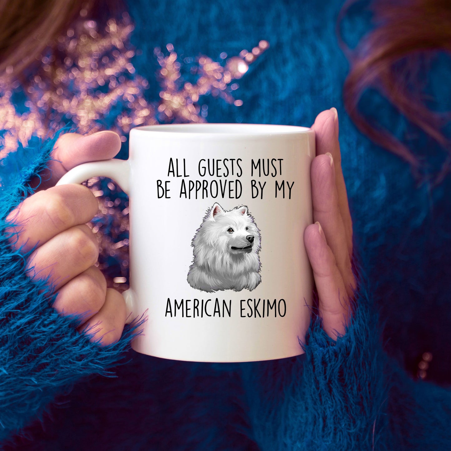 American Eskimo Dog Ceramic Coffee Mug Guests Must Be Approved