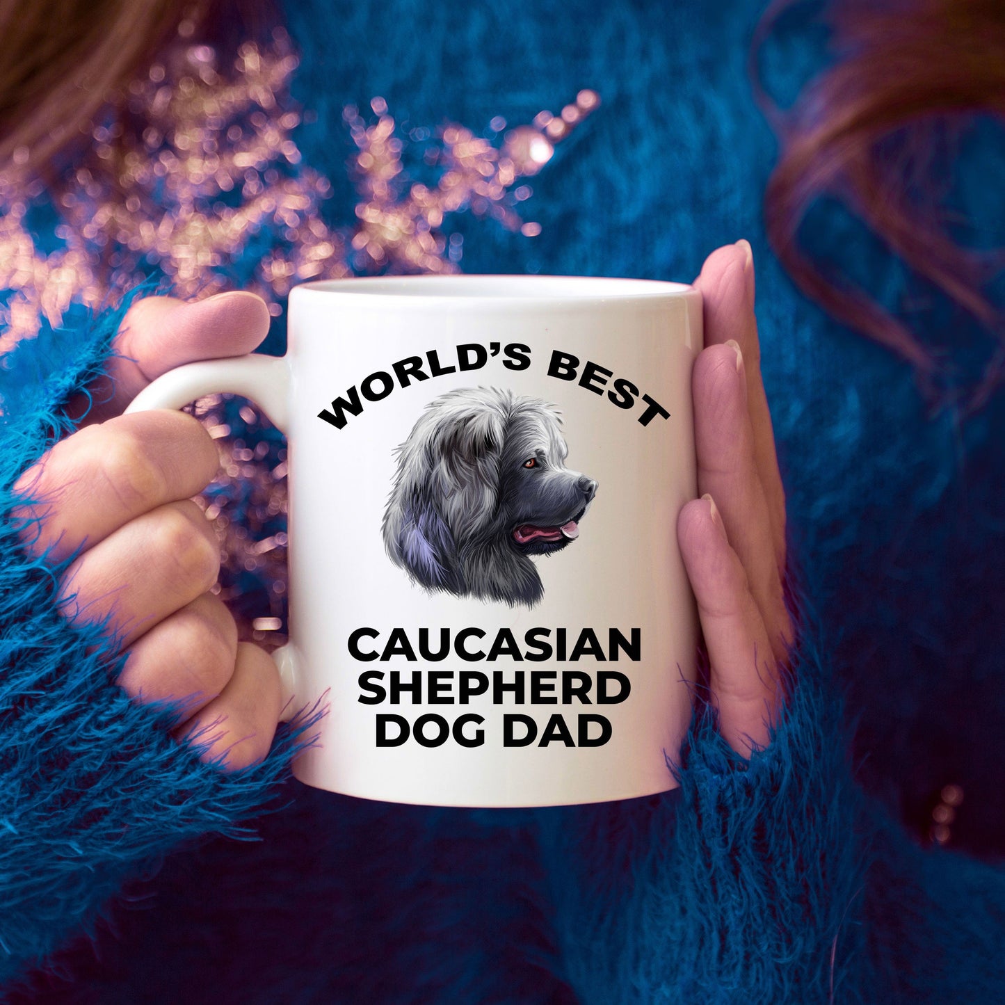 Caucasian Shepherd Best Dog Dad Custom Photo Coffee Mug