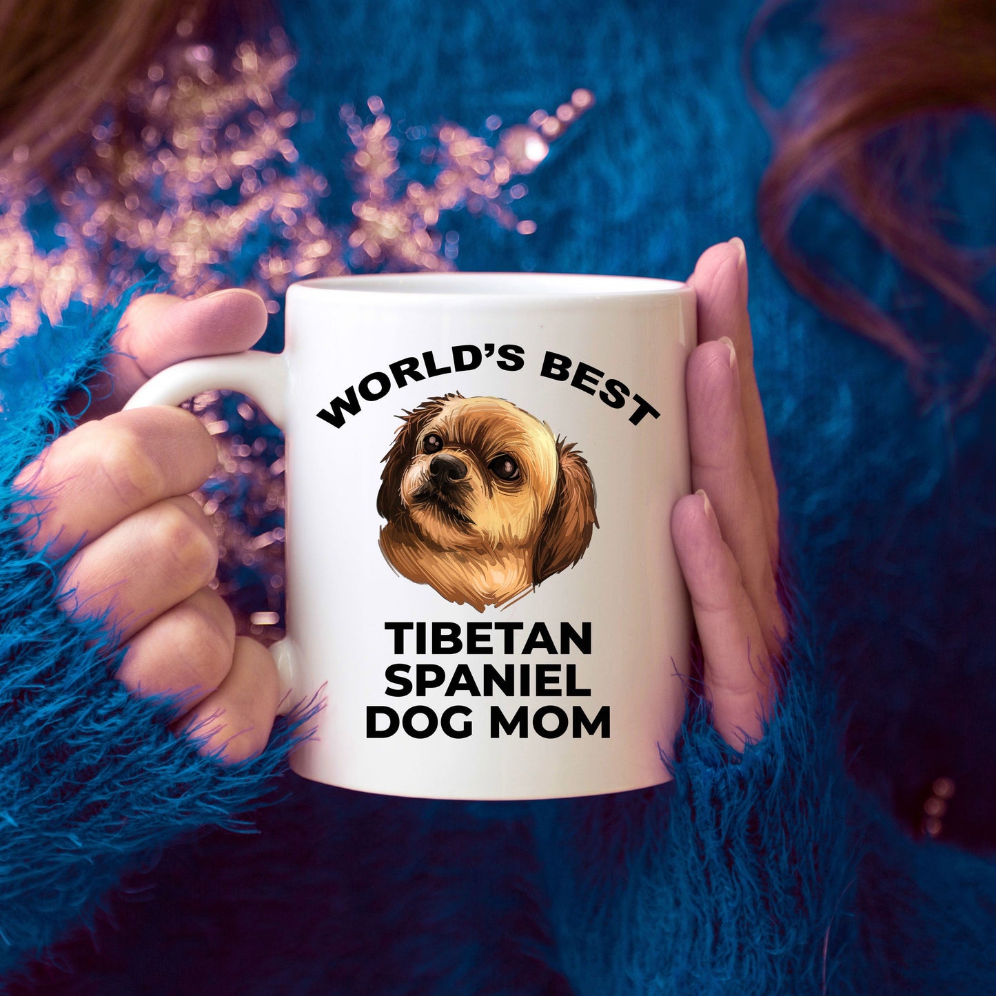 Tibetan Spaniel Best Mom Custom Photo Coffee Mug