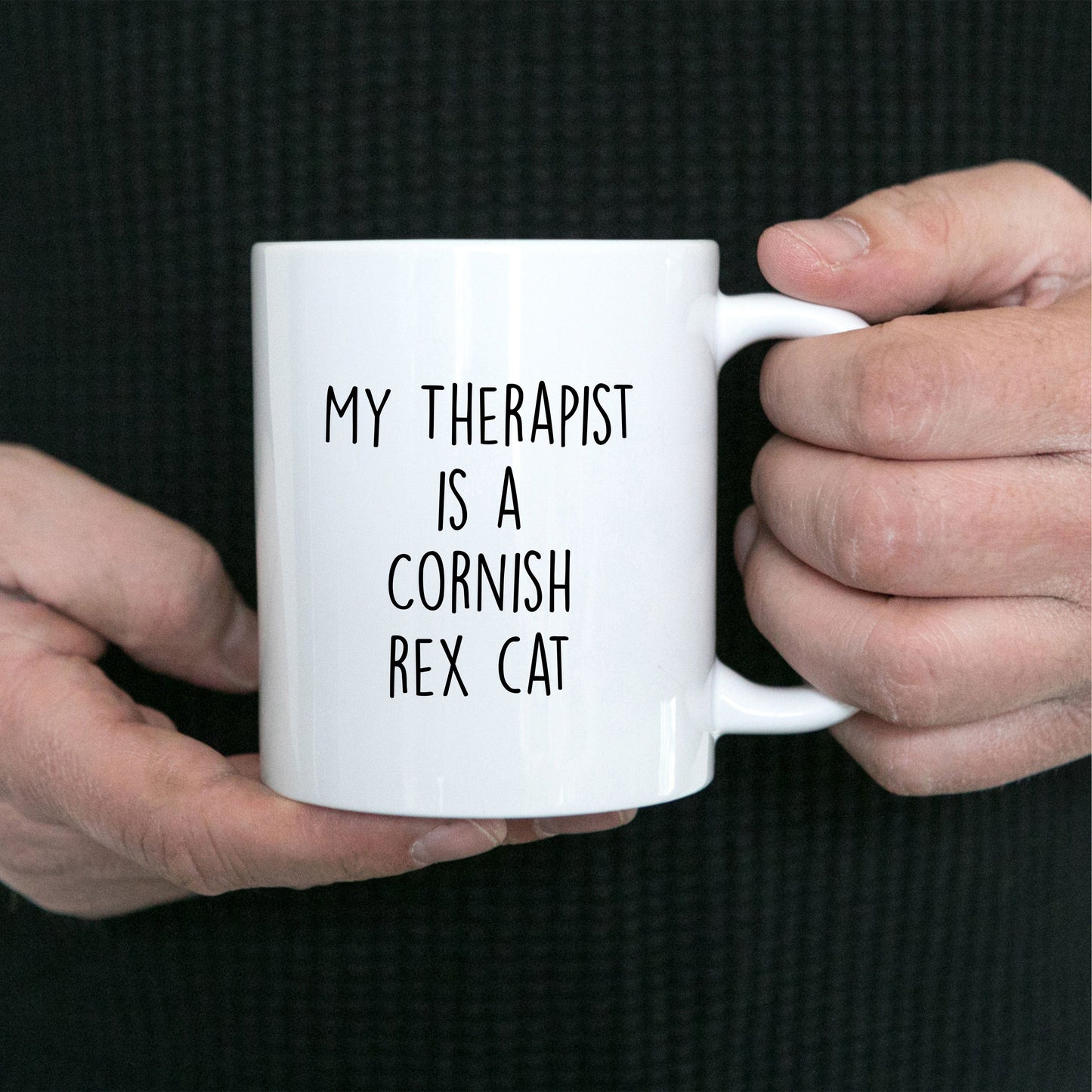 Cornish Rex Cat Therapist Personalized Funny Ceramic Coffee Mug
