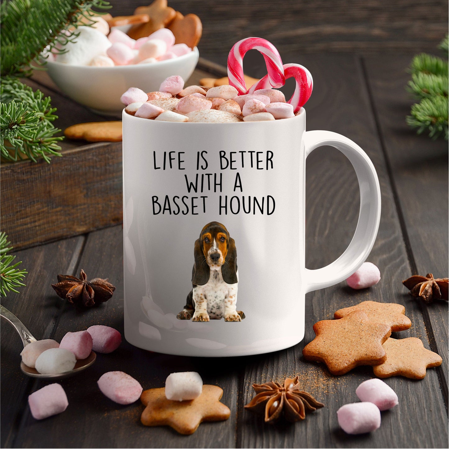 Life is Better with a Basset Hound Custom Ceramic Coffee Mug