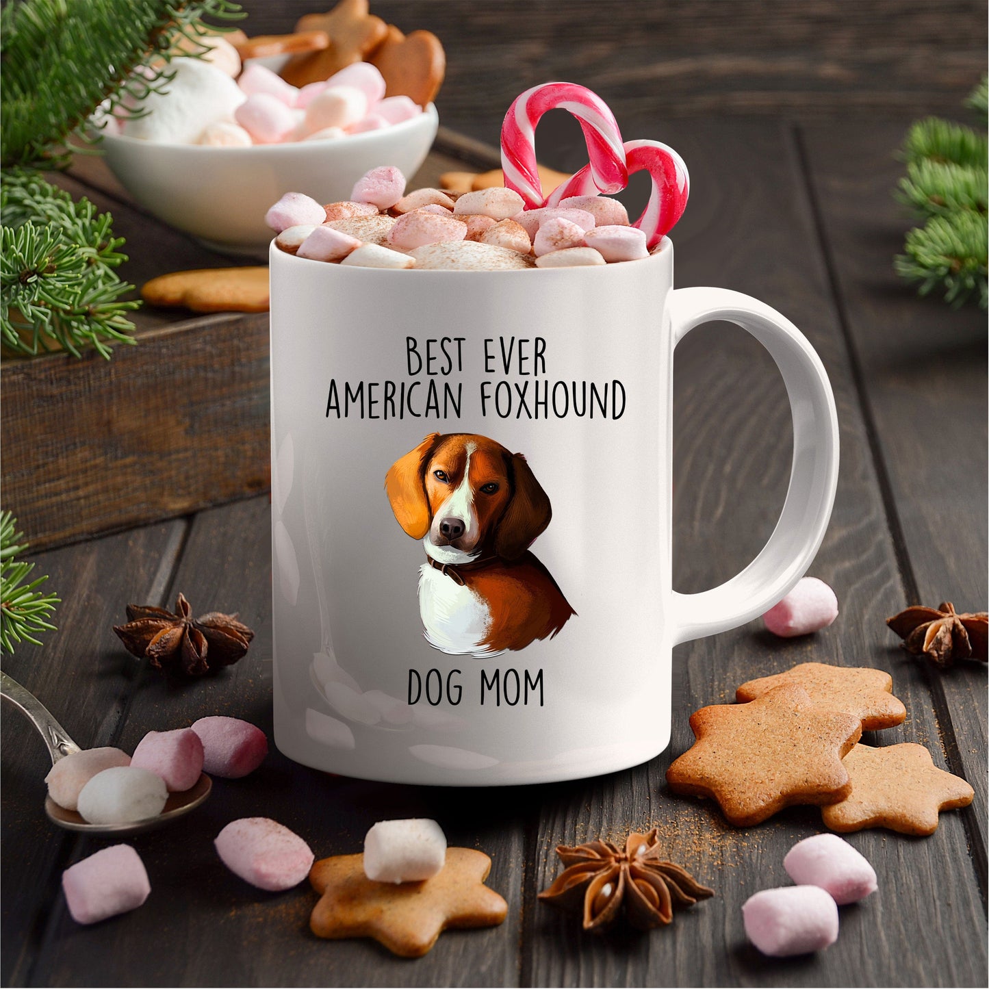 Best Ever American Foxhound Dog Mom Ceramic Coffee Mug