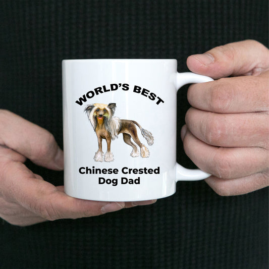 Chinese Crested World's Best Dog Dad ceramic coffee mug