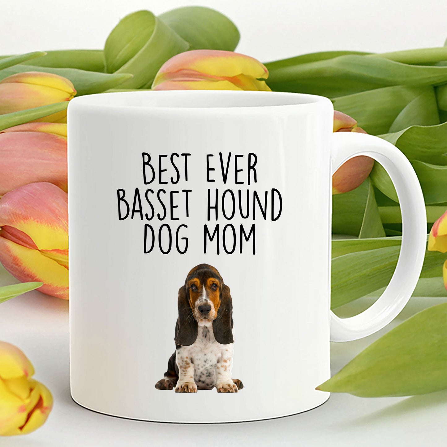 Best Ever Basset Hound Dog Mom Custom Ceramic Coffee Mug