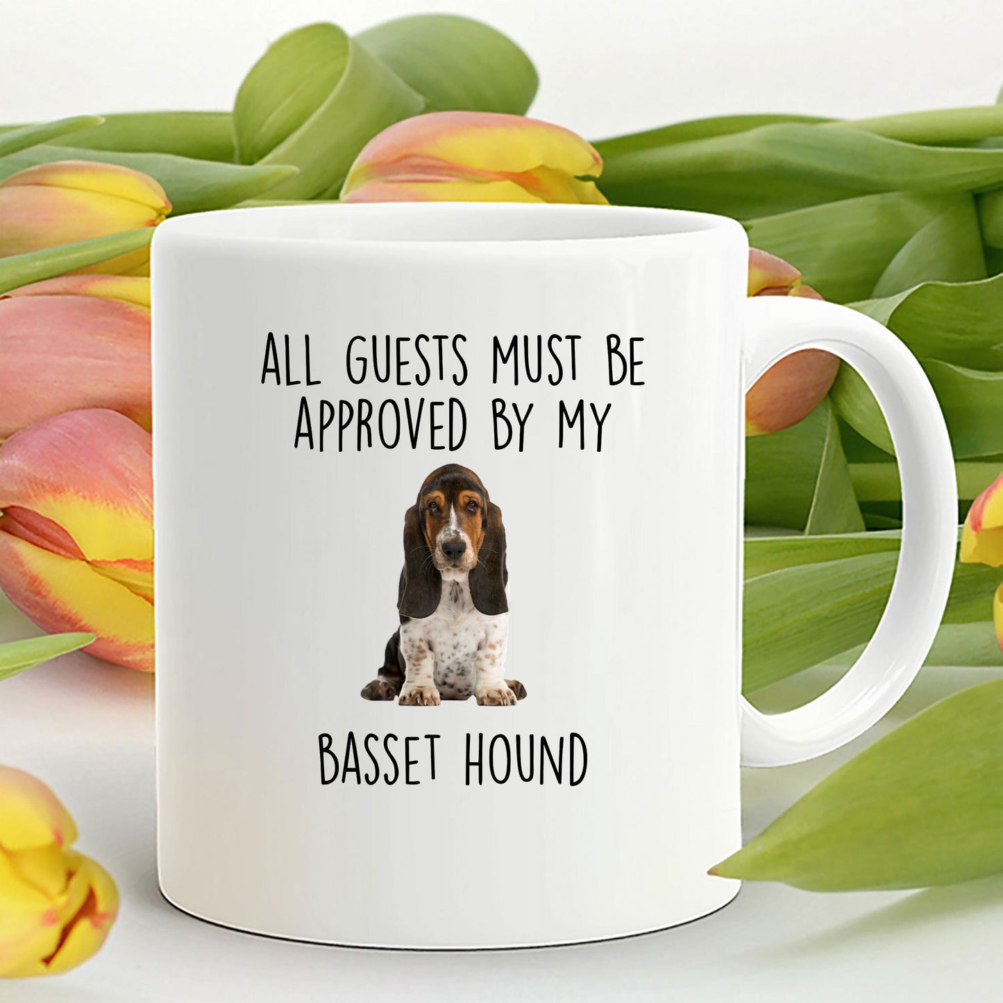 Funny Basset Hound Dog Custom Ceramic Coffee Mug - Guests Must be Approved