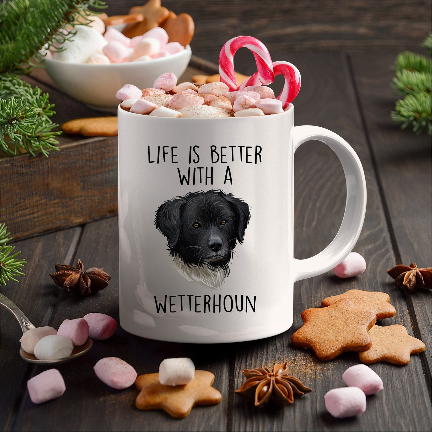 Life is Better with a Wetterhoun Dog Custom Ceramic Coffee Mug