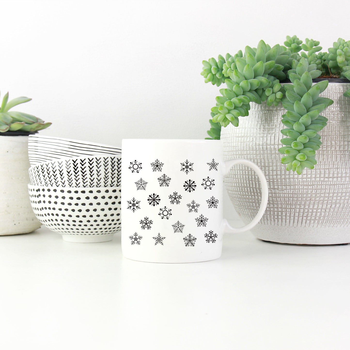 Snowflake White Ceramic Coffee Mug