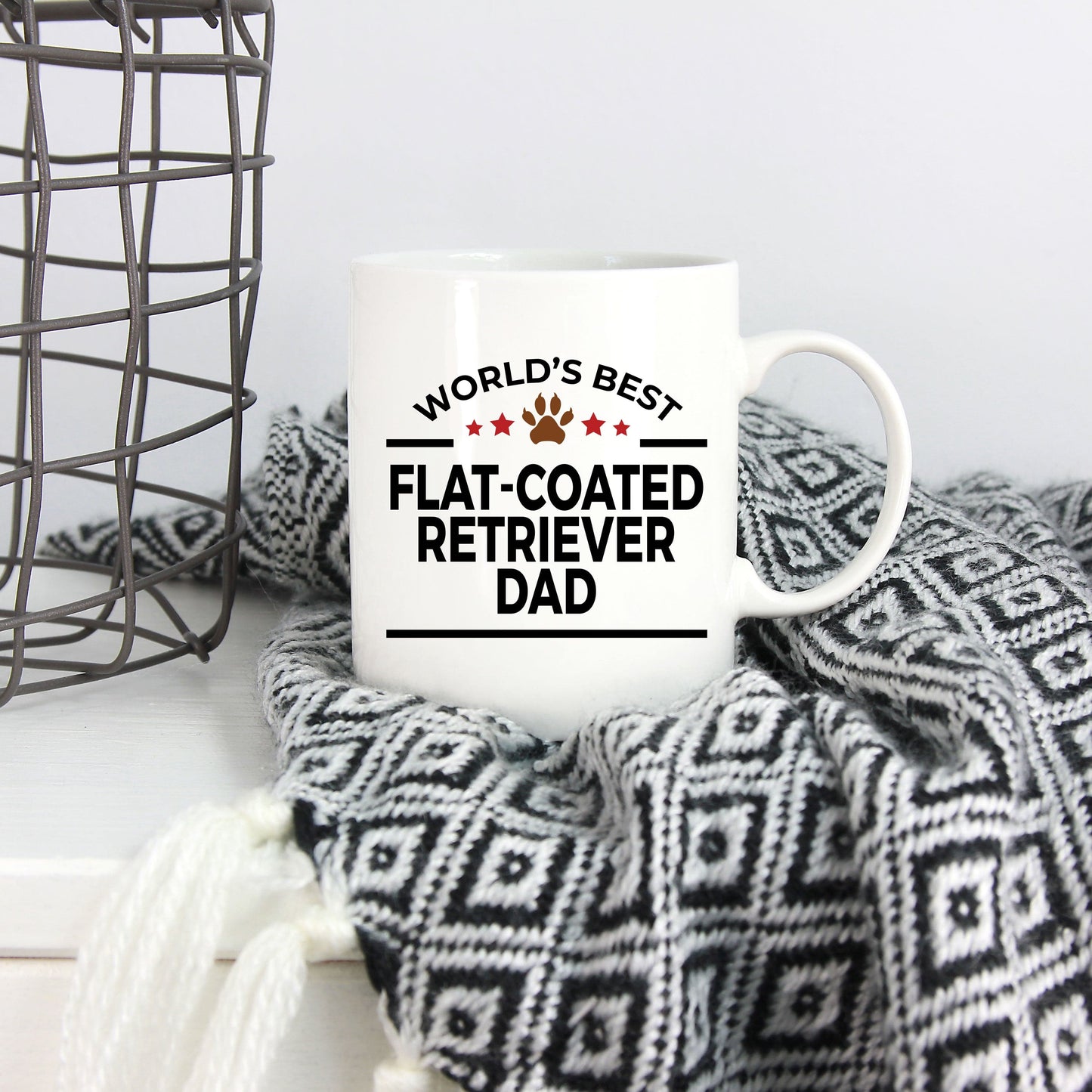 Flat-Coated Retriever Dog Lover Gift World's Best Dad Birthday Father's Day White Ceramic Coffee Mug