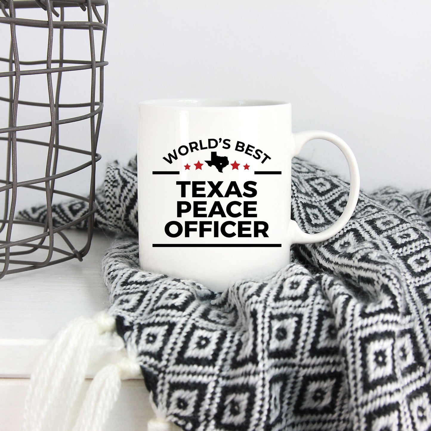 Texas Peace Officer Gift World's Best White Ceramic Coffee Mug