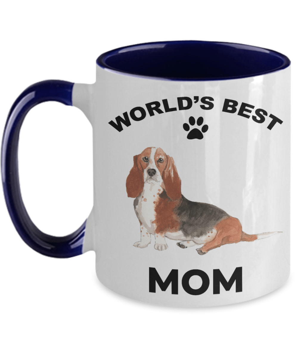 Basset Hound Best Mom Coffee Mug watercolor print