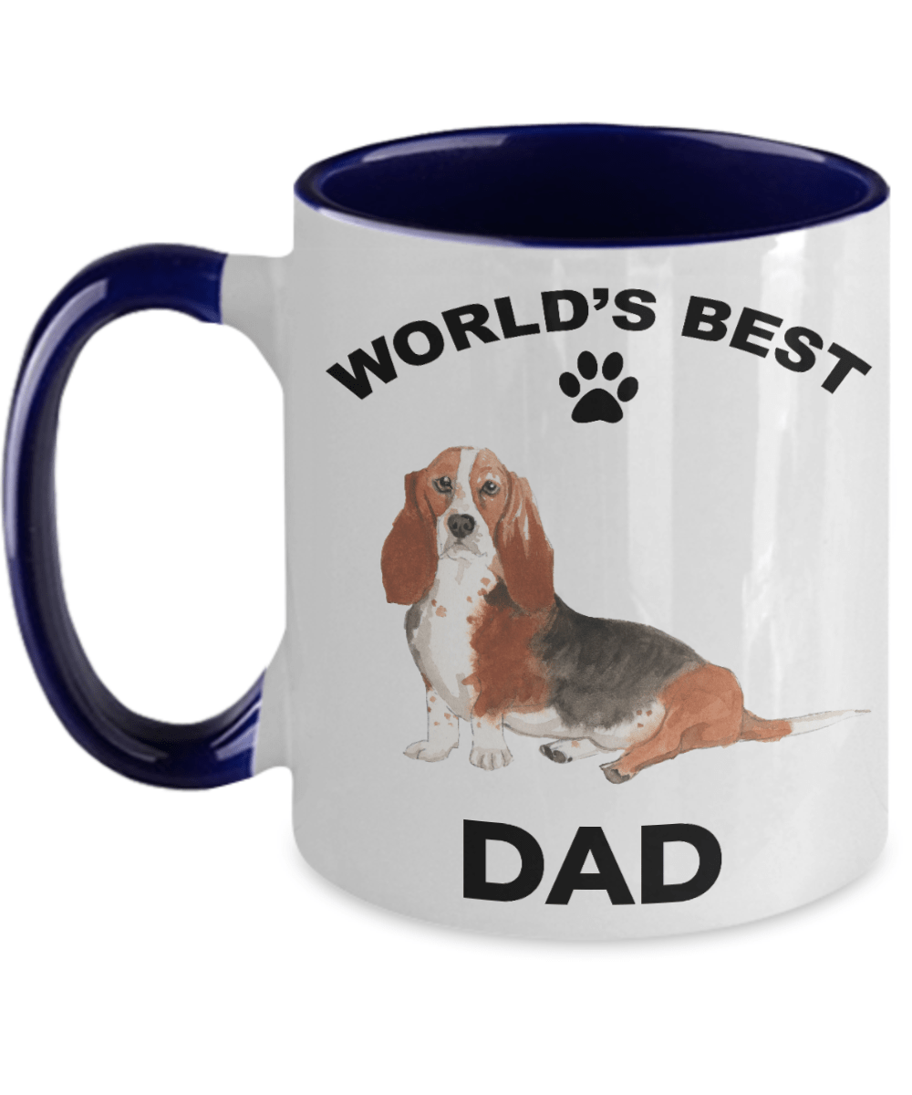 Basset Hound Best Dad Watercolor Print Coffee Mug