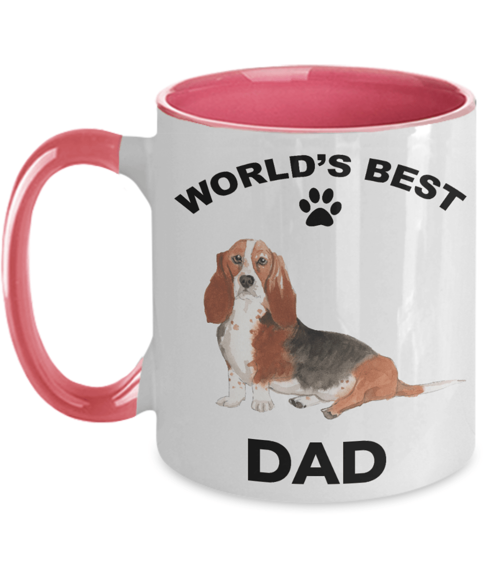 Basset Hound Best Dad Watercolor Print Coffee Mug