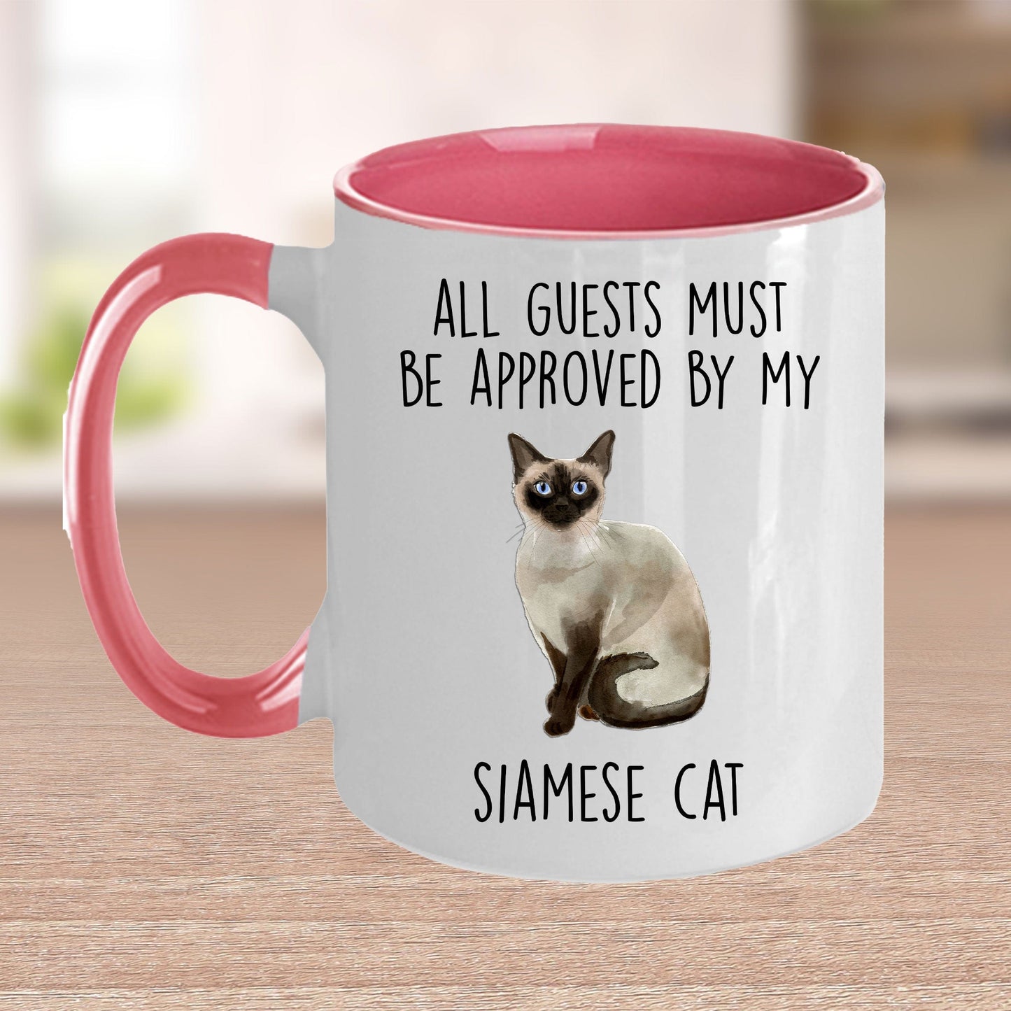 Siamese Cat Funny Ceramic Coffee Mug - All Guests Must Be Approved
