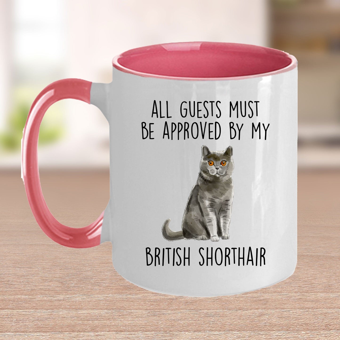 British Shorthair Cat Funny Ceramic Coffee Mug - All Guests Must Be Approved