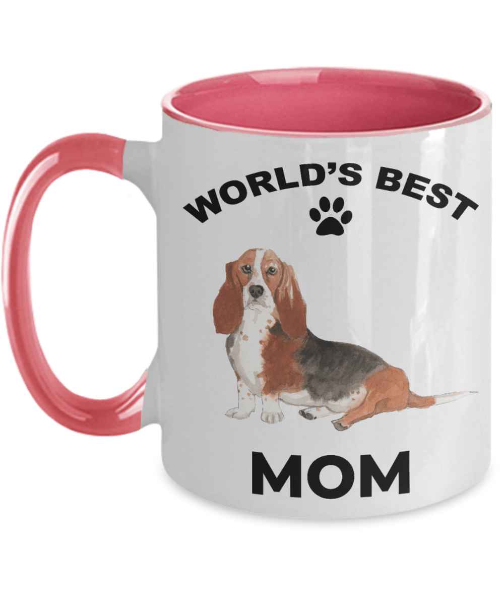 Basset Hound Best Mom Coffee Mug watercolor print