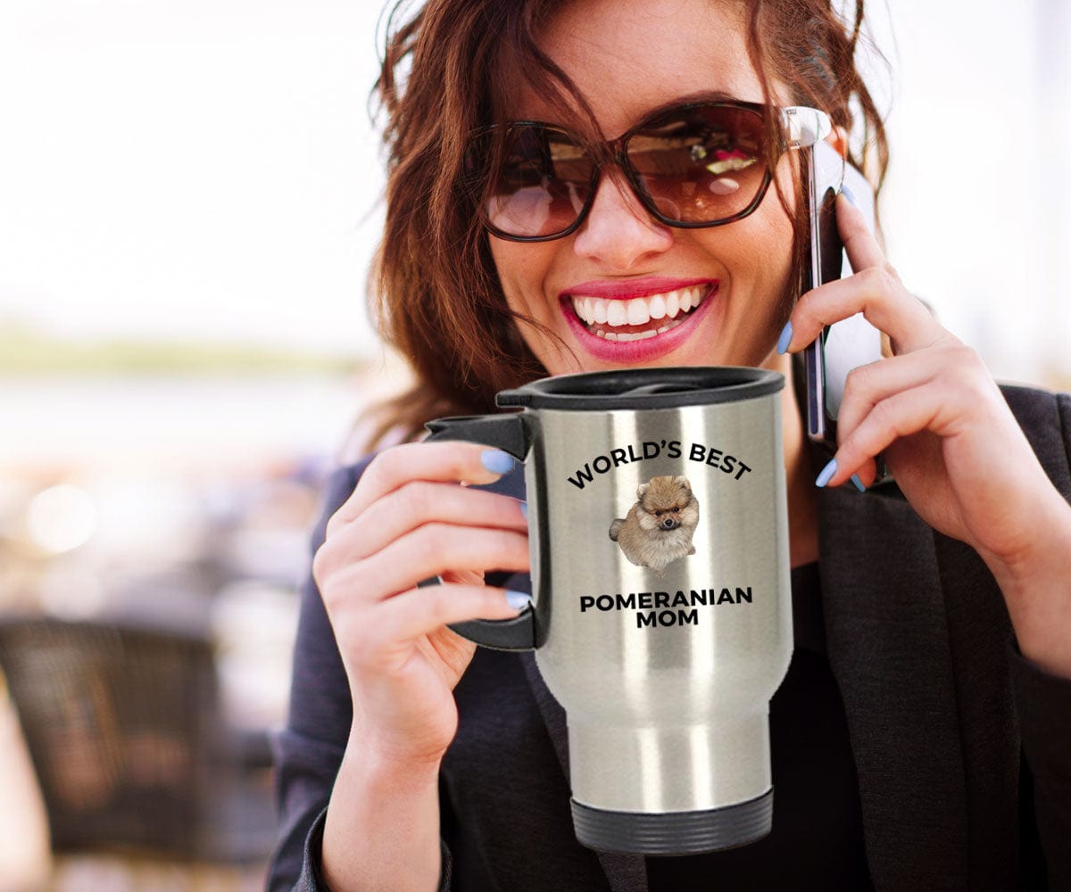 Pomeranian Puppy Dog Mom Travel Coffee Mug