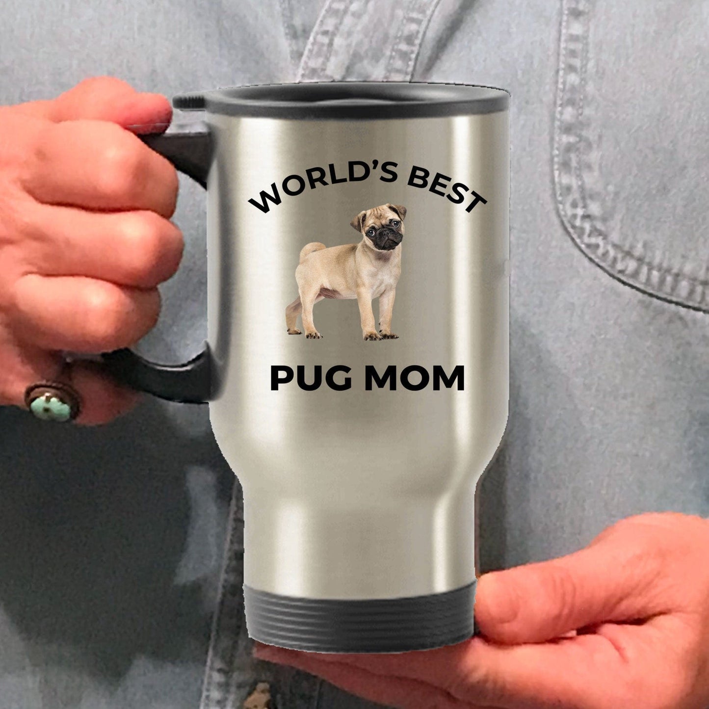 Pug Dog Mom Travel Coffee Mug