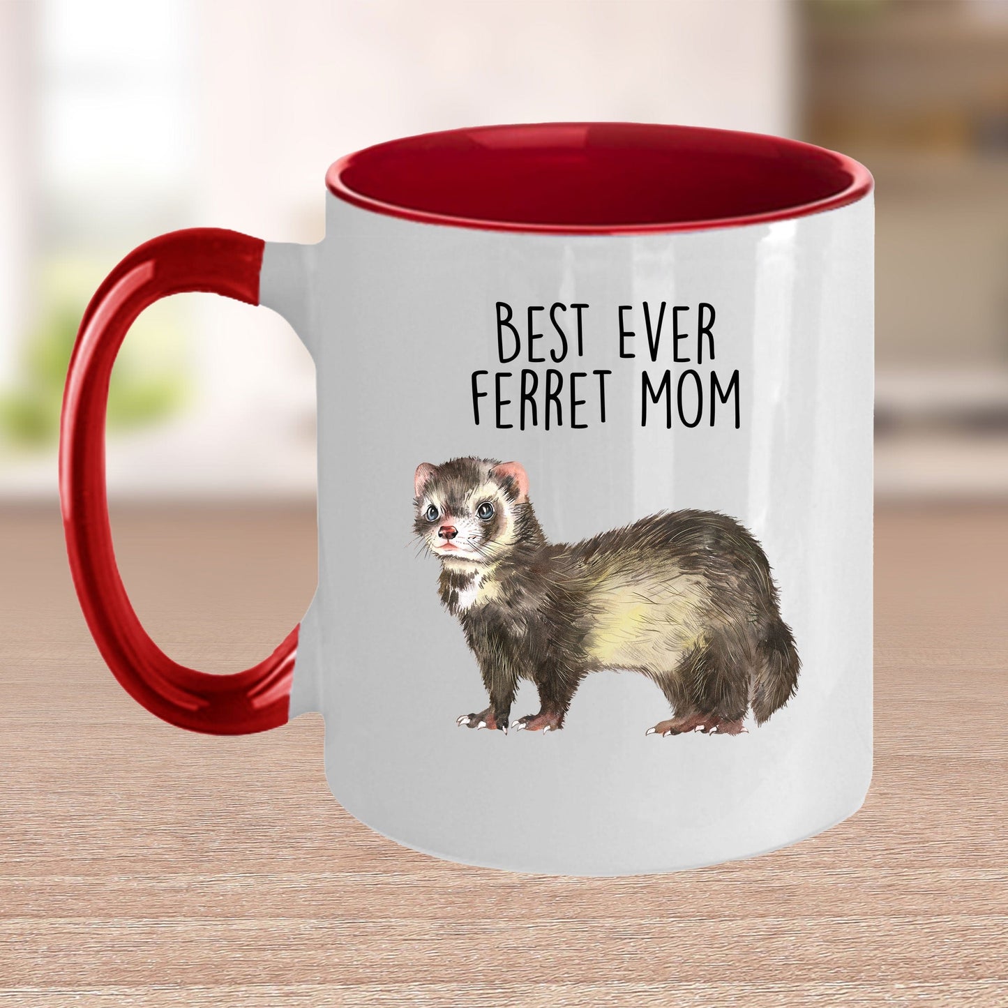 Ferret Best Ever Dad or Mom Custom Ceramic Coffee Mug