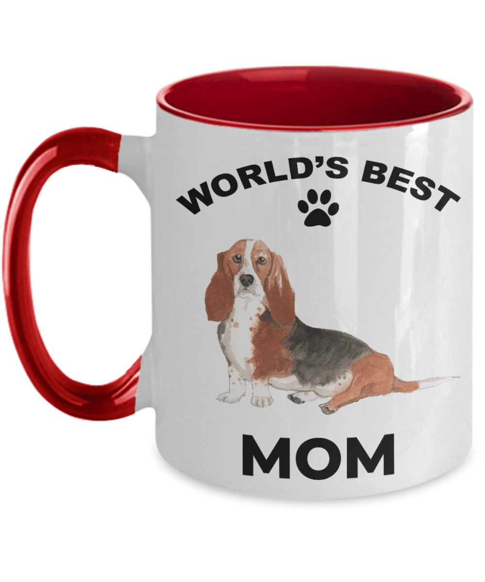 Basset Hound Best Mom Coffee Mug watercolor print