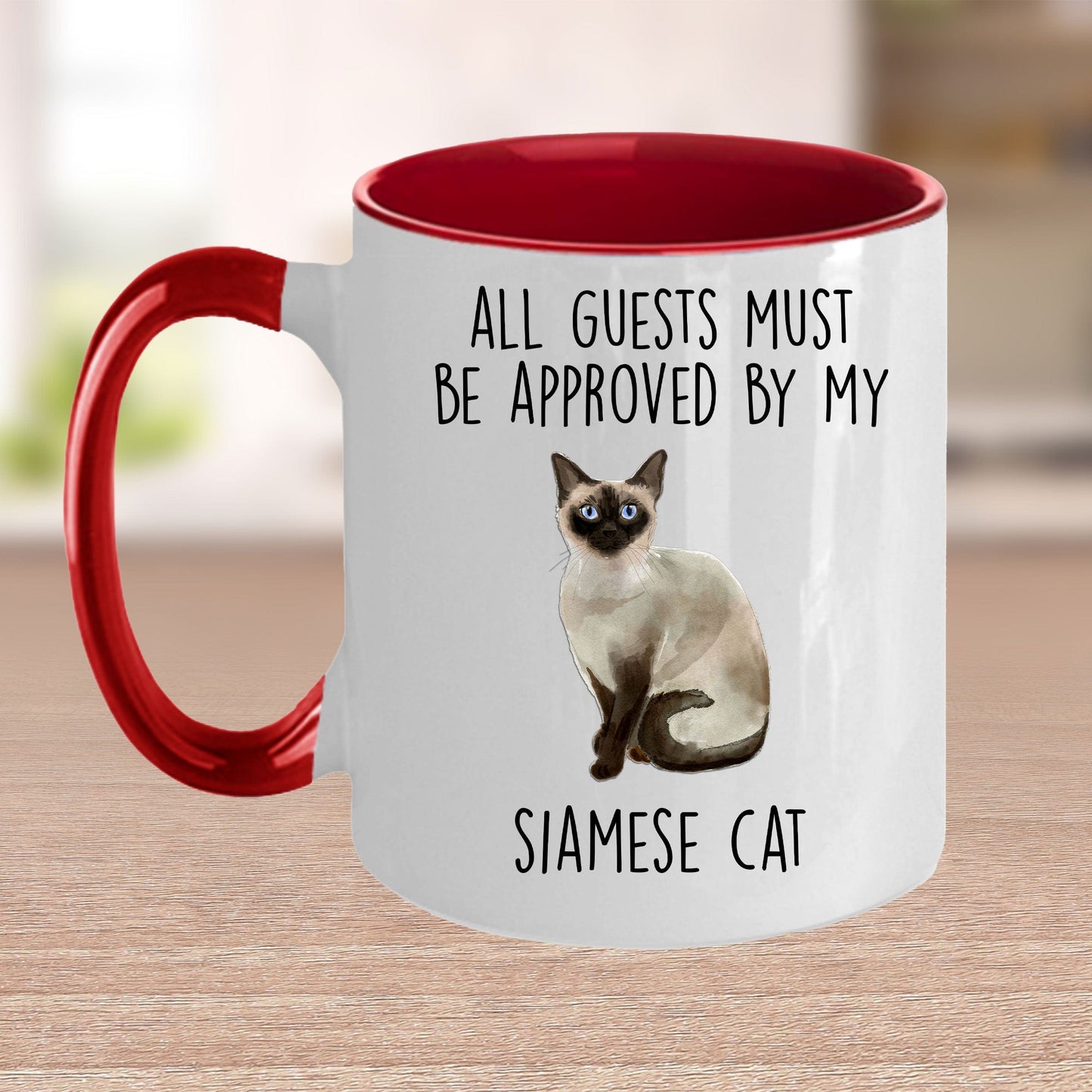 Siamese Cat Funny Ceramic Coffee Mug - All Guests Must Be Approved