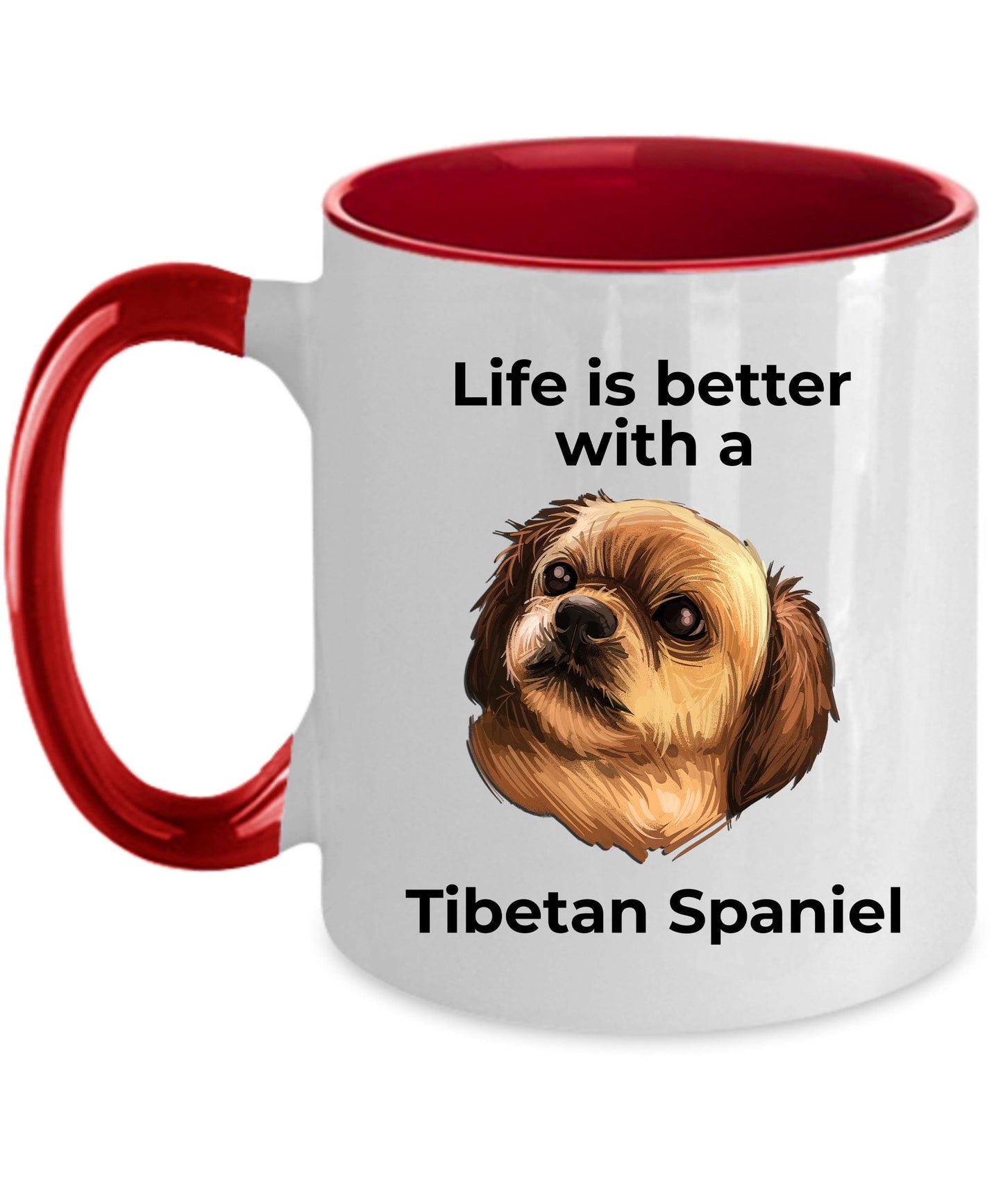 Tibetan Spaniel dog custom coffee mug - Life is Better