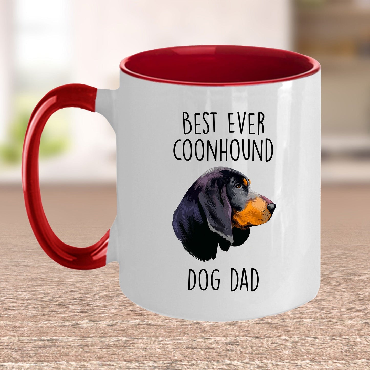 Black and Tan Coonhound Best Dog Dad Ever Custom Ceramic Coffee Mug
