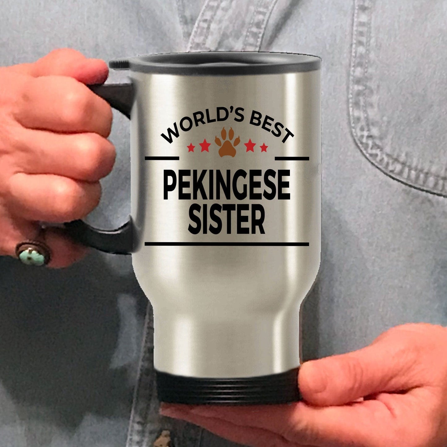 Pekingese Dog Lover Gift World's Best Sister Birthday Stainless Steel Insulated Travel Coffee Mug