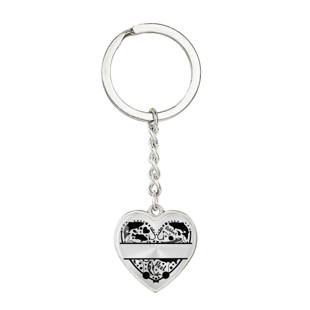 Fisherman Personalized Heart Shaped Engraved Keychain