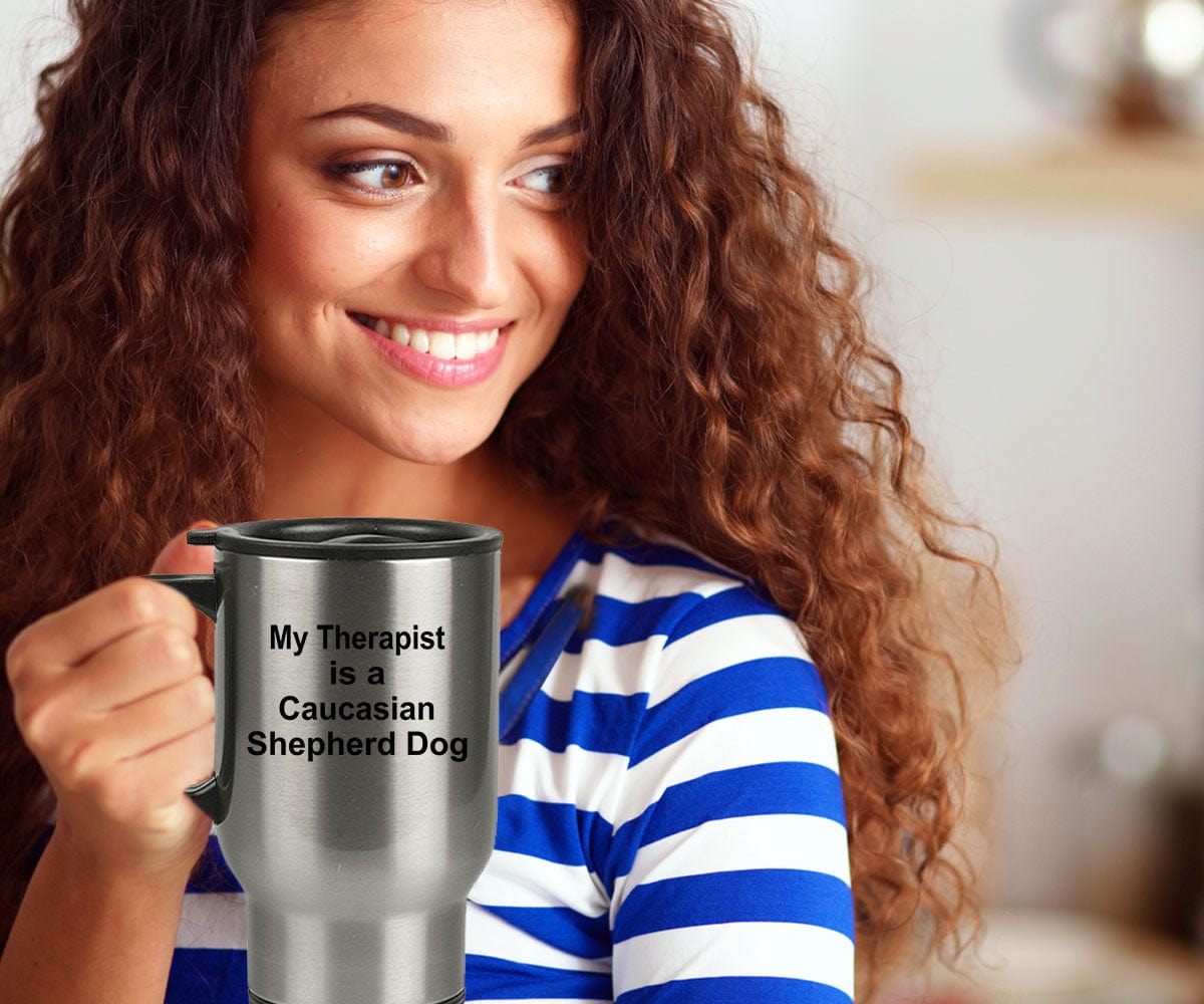Caucasian Shepherd Dog Owner Lover Funny Gift Therapist Stainless Steel Insulated Travel Coffee Mug