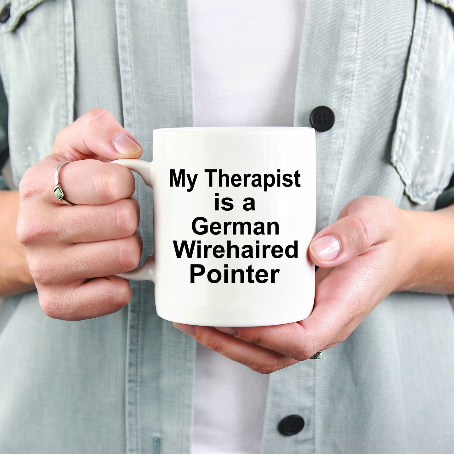 German Wirehaired Pointer Dog Owner Lover Funny Gift Therapist White Ceramic Coffee Mug