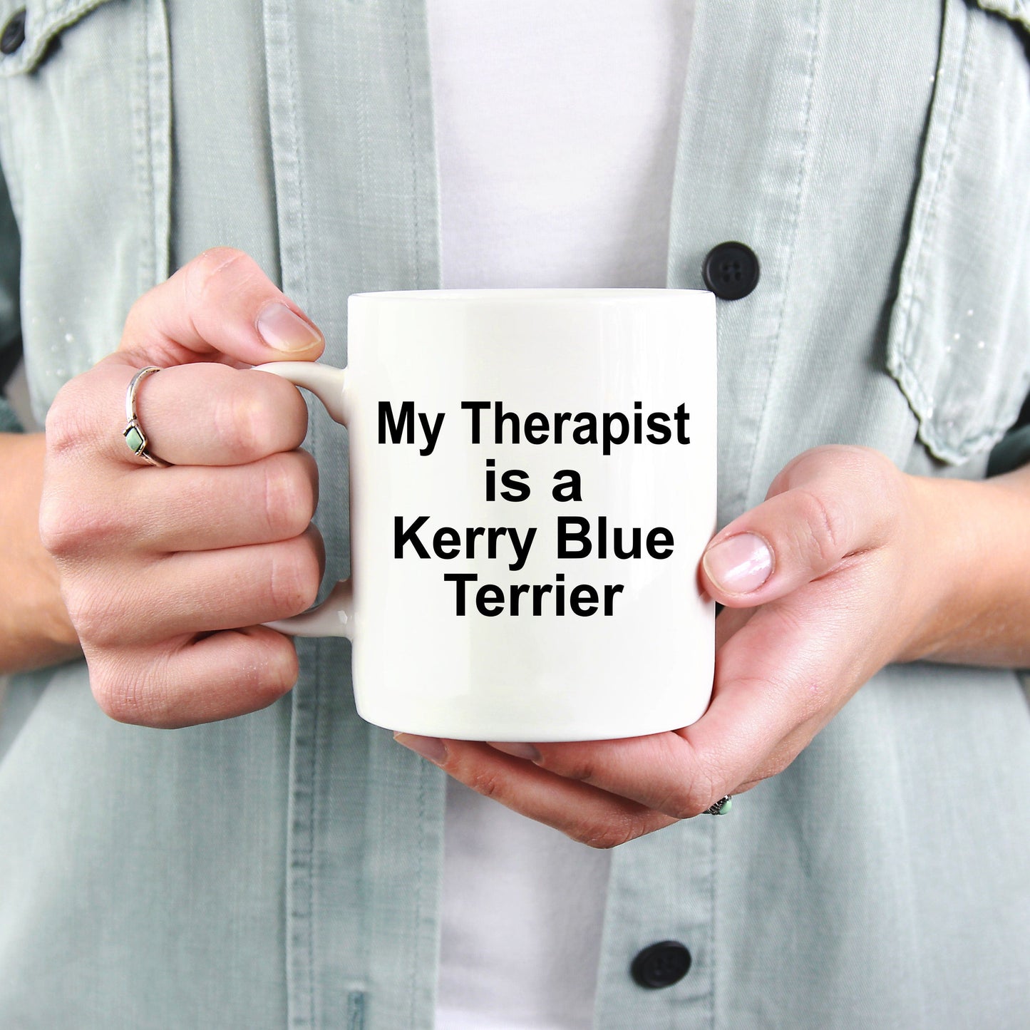 Kerry Blue Terrier Dog Owner Lover Funny Gift Therapist White Ceramic Coffee Mug