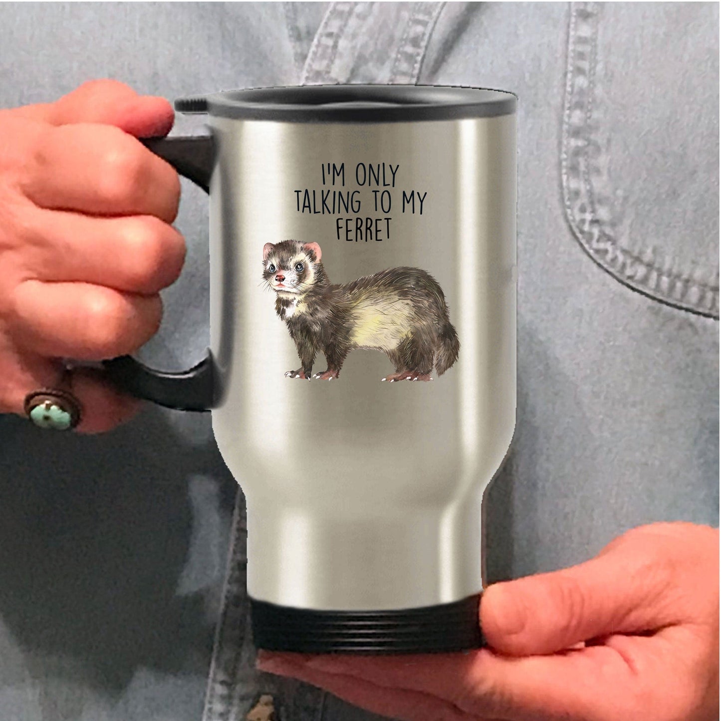 Funny Ferret Custom Ceramic Coffee Mug - I'm Only Talking To My Ferret