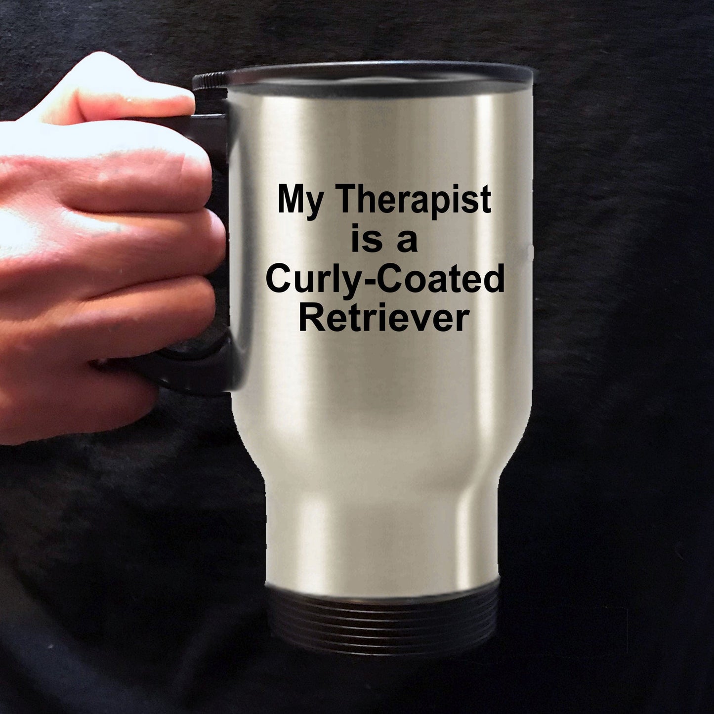 Curly-Coated Retriever Dog Therapist Travel Coffee Mug