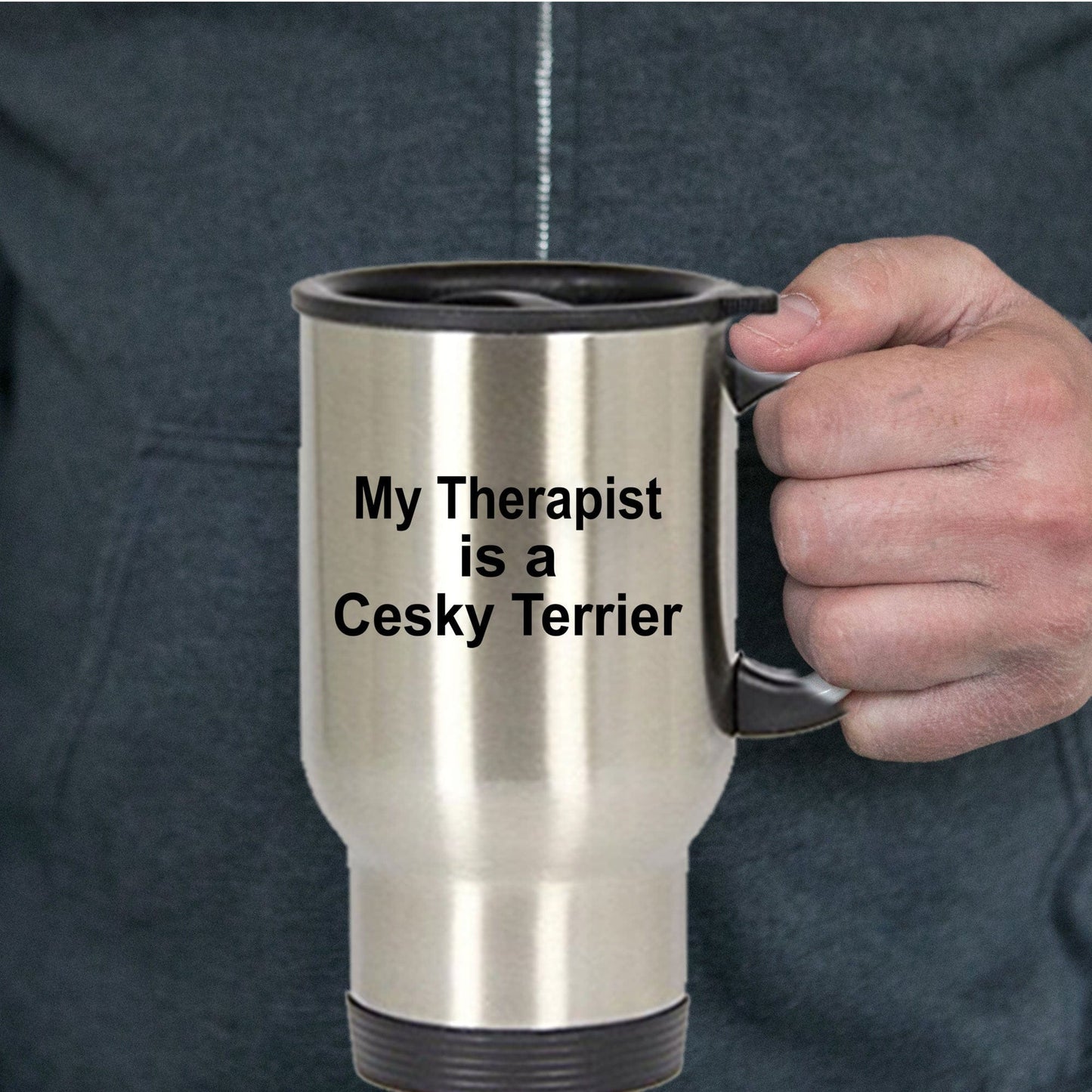 Cesky Terrier Dog Lover Owner Funny Gift Therapist Stainless Steel Insulated Travel Coffee Mug