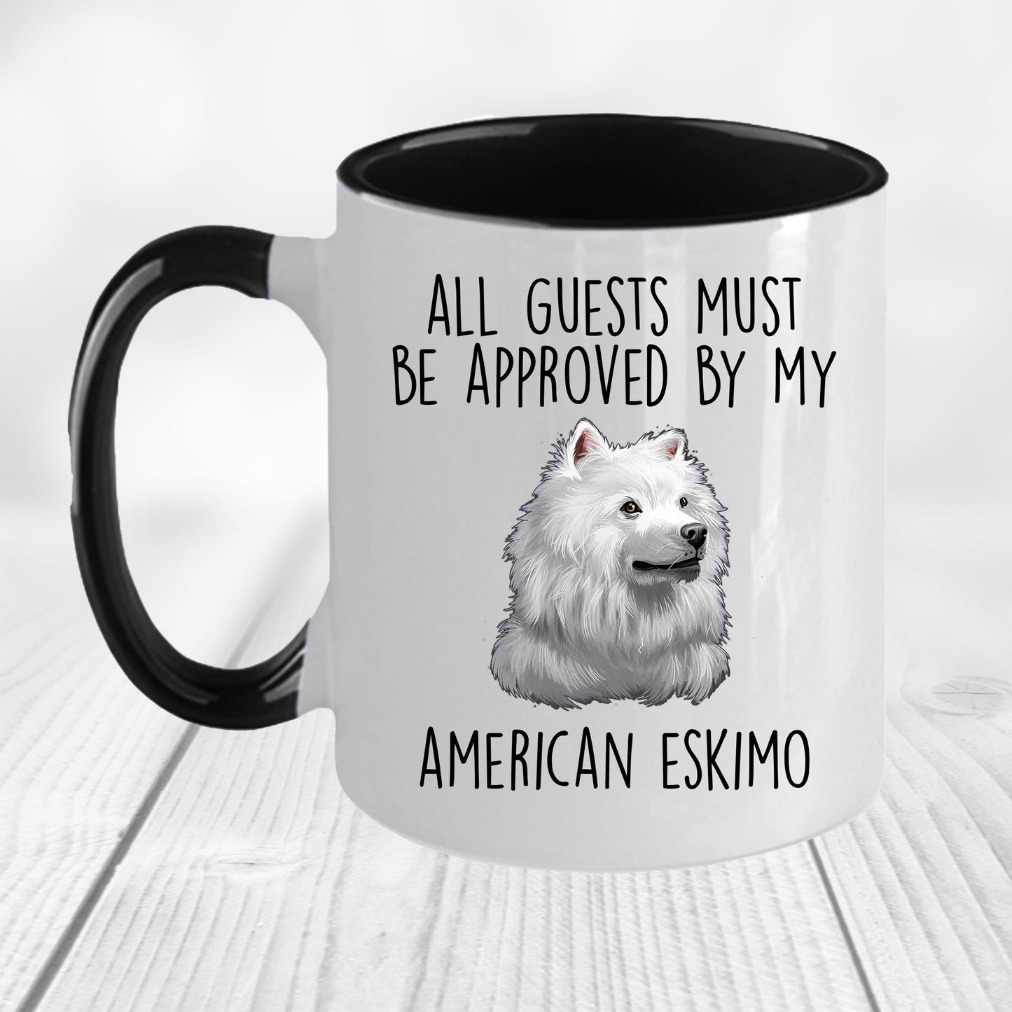 American Eskimo Dog Ceramic Coffee Mug Guests Must Be Approved