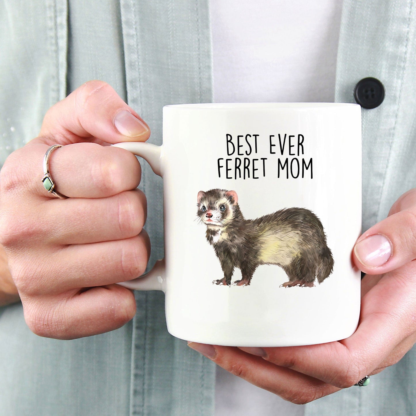 Ferret Best Ever Dad or Mom Custom Ceramic Coffee Mug