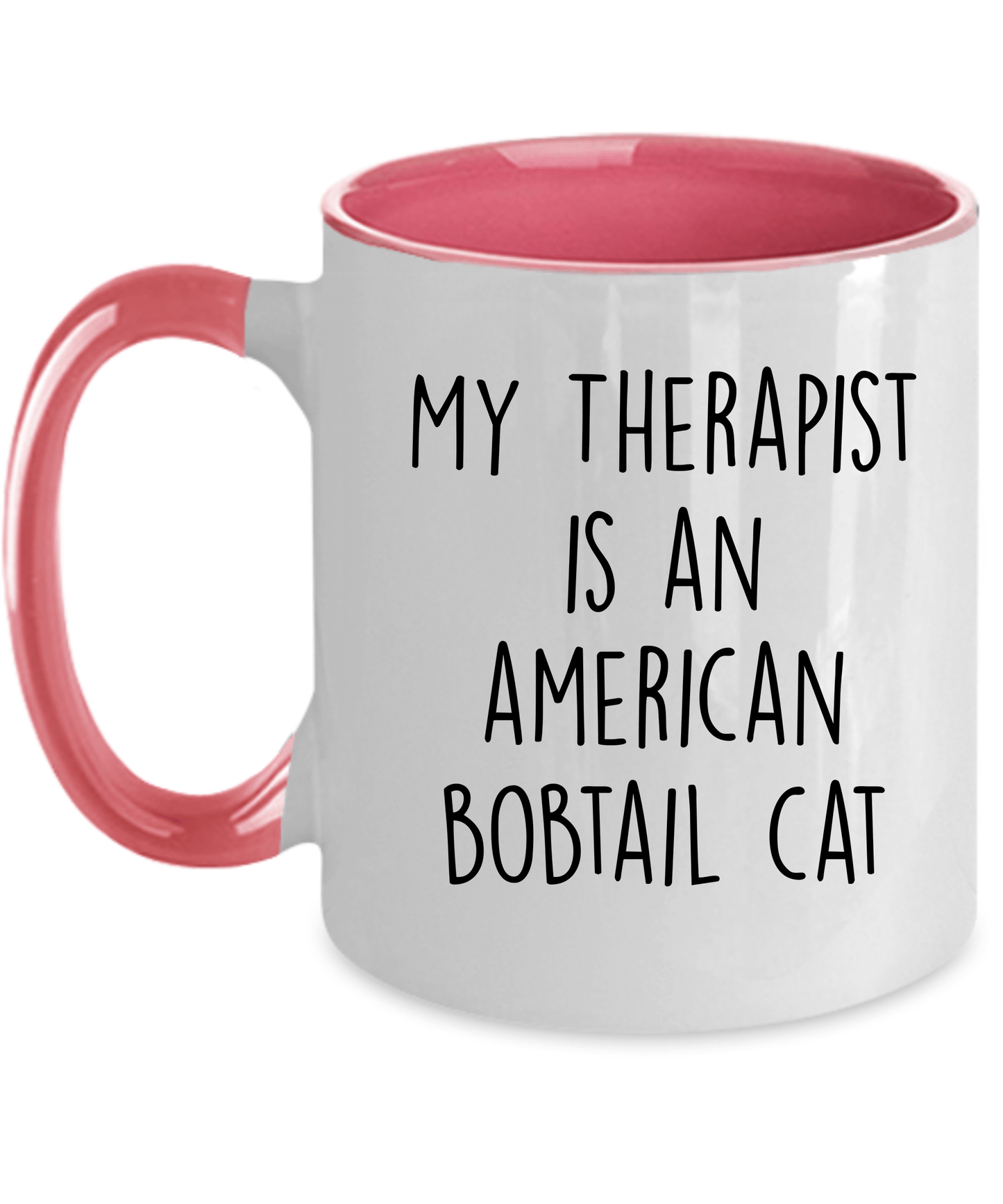 American Bobtail Cat 11oz pink two-tone Ceramic Coffee Mug