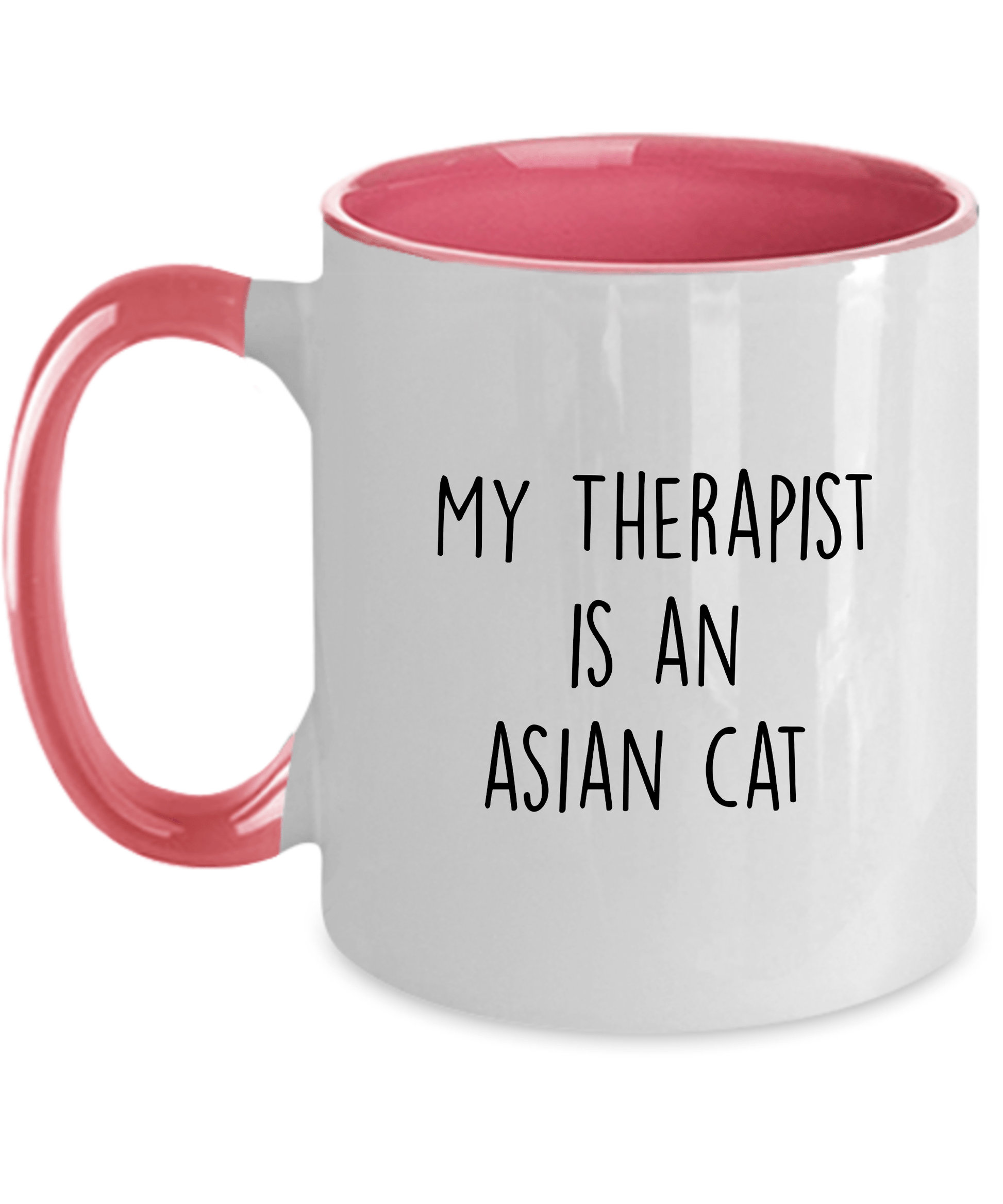 asian cat ceramic coffee mug pink two-tone
