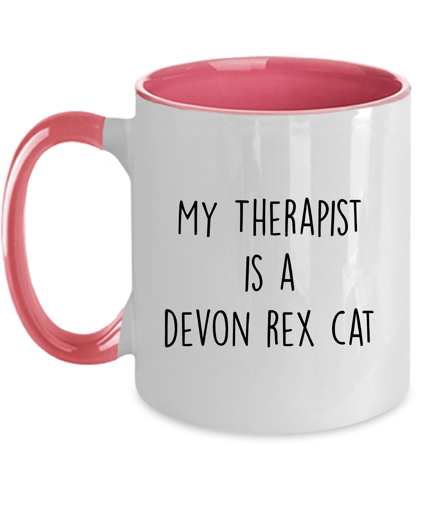 Devon Rex Cat Personalized Ceramic 11oz pink two-tone Coffee Mug