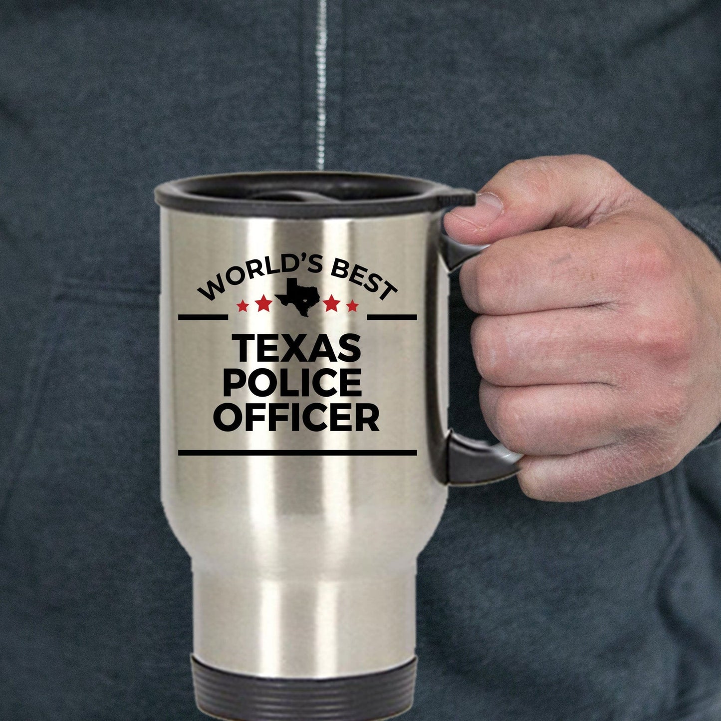Texas Police Officer Gift World's Best Stainless Steel Insulated Travel Coffee Mug