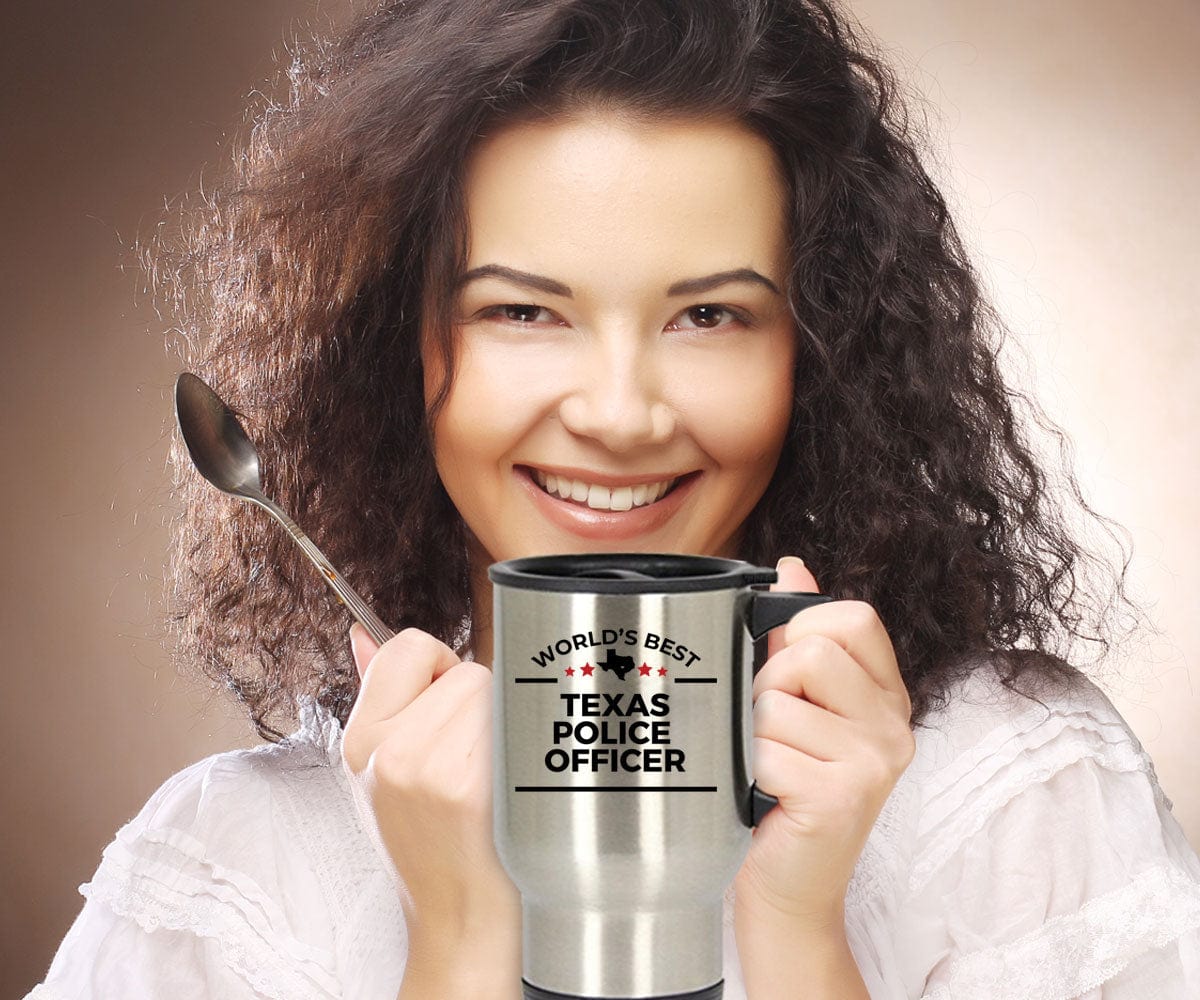 Texas Police Officer Gift World's Best Stainless Steel Insulated Travel Coffee Mug