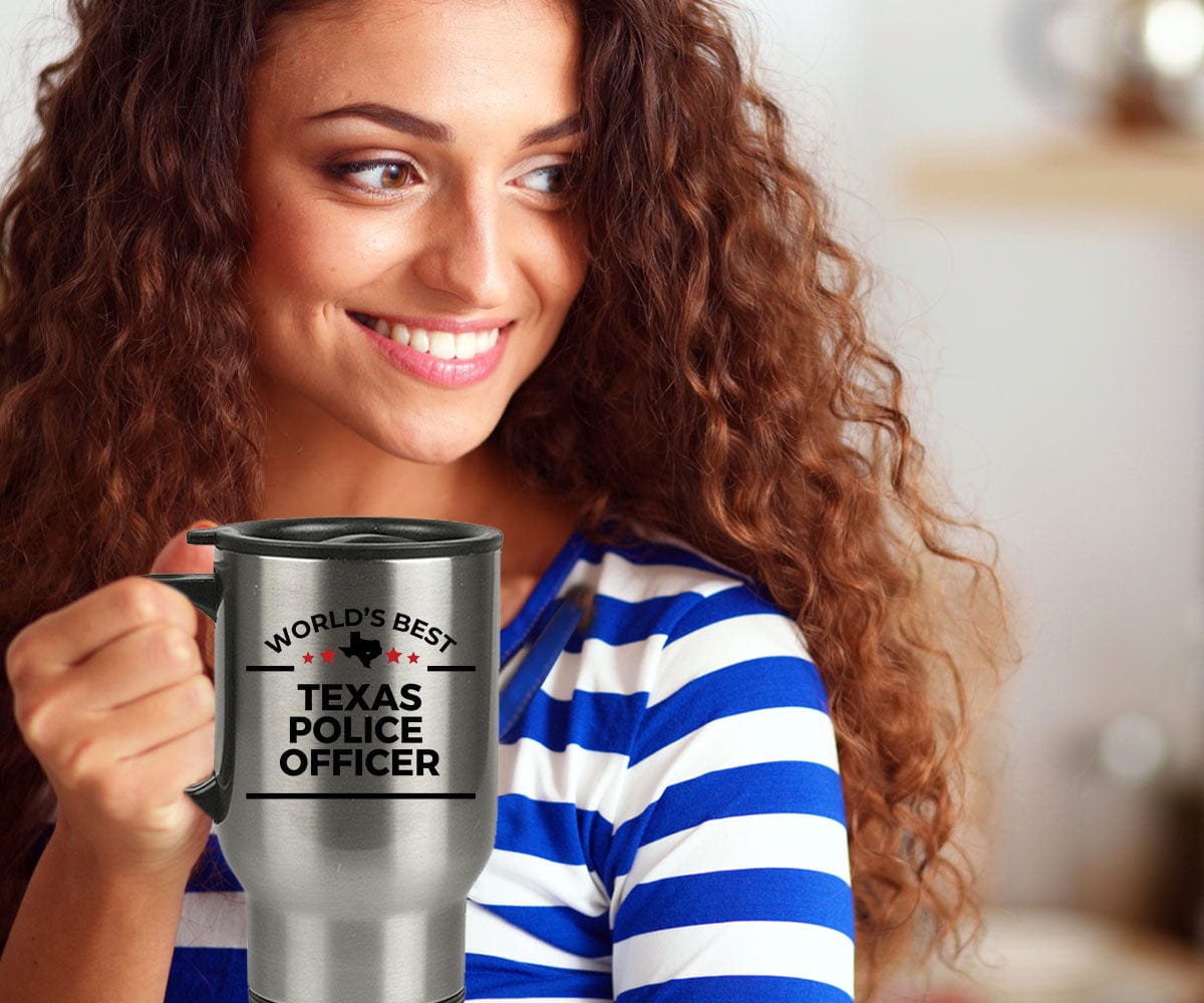 Texas Police Officer Gift World's Best Stainless Steel Insulated Travel Coffee Mug