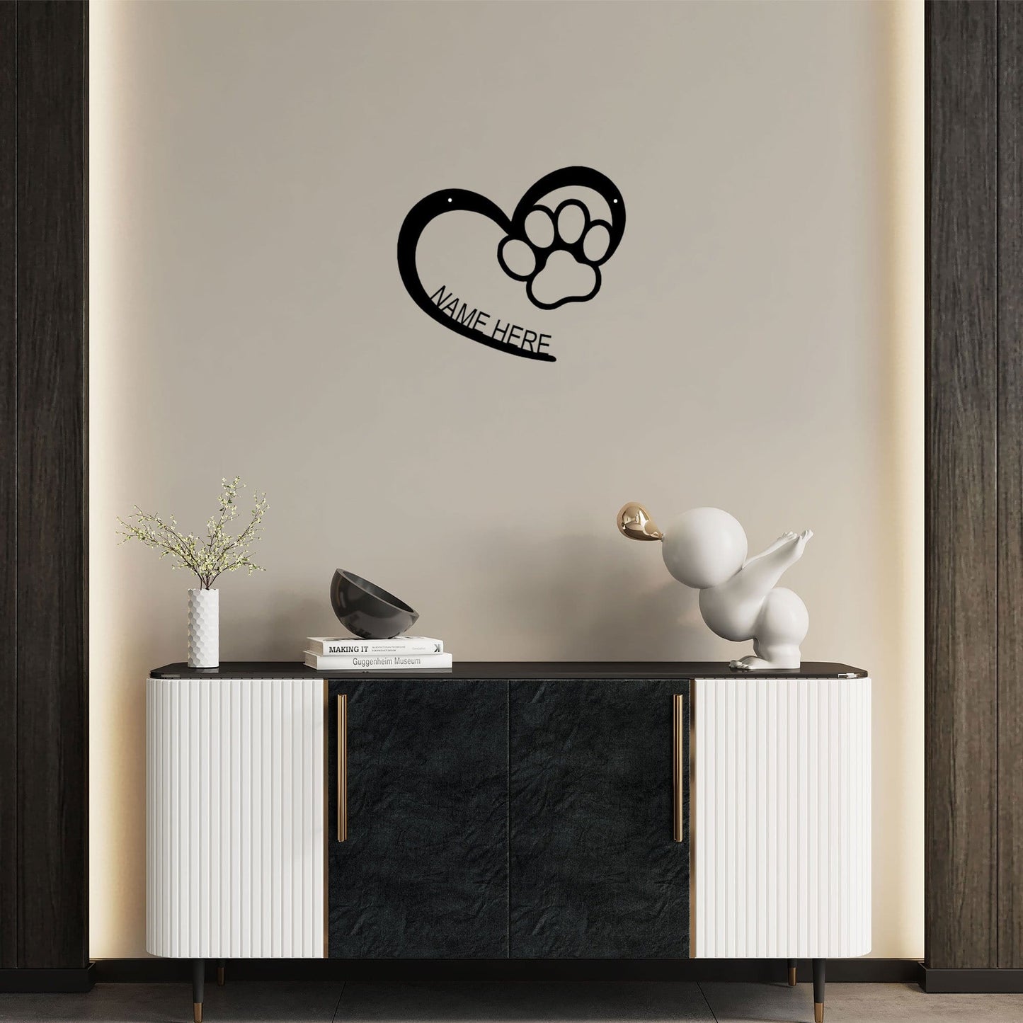 Puppy Love Monogram Custom Indoor Outdoor Steel Wall Sign Art