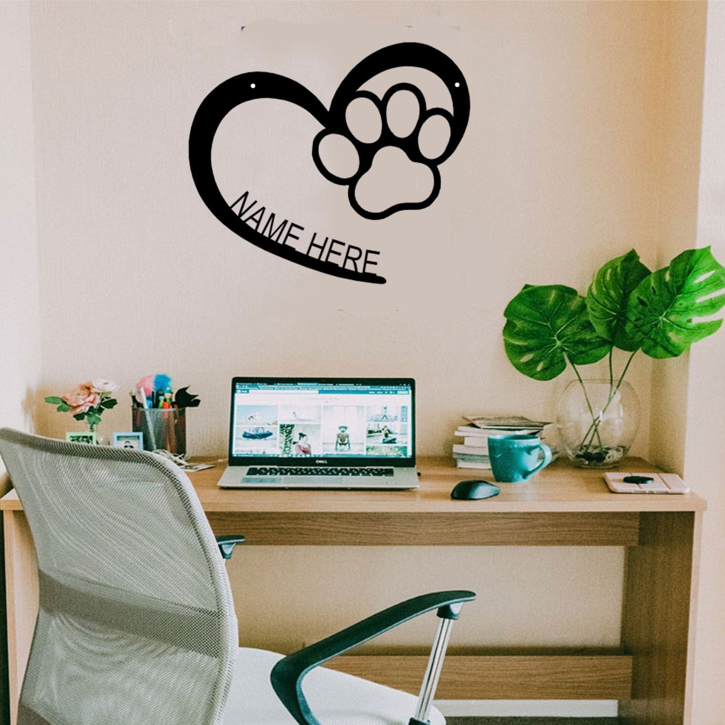 Puppy Love Monogram Custom Indoor Outdoor Steel Wall Sign Art