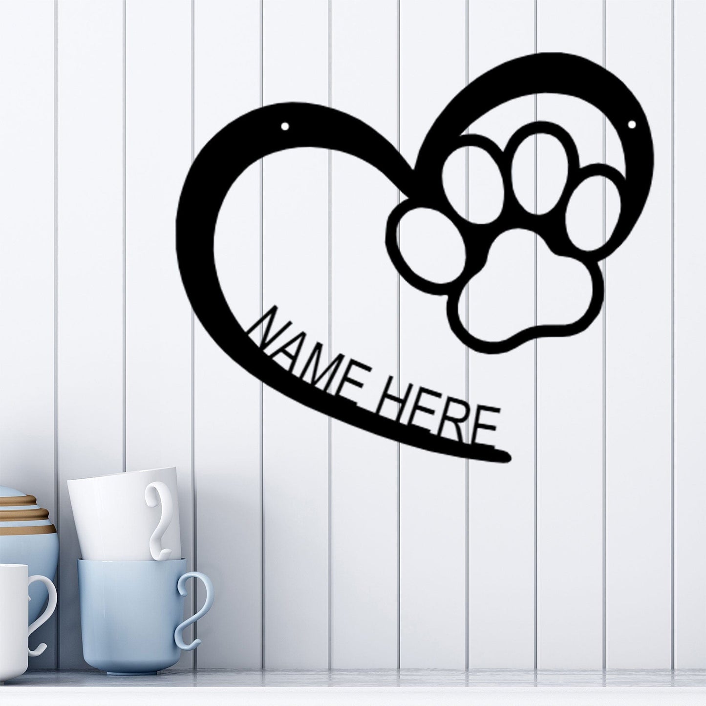 Puppy Love Monogram Custom Indoor Outdoor Steel Wall Sign Art