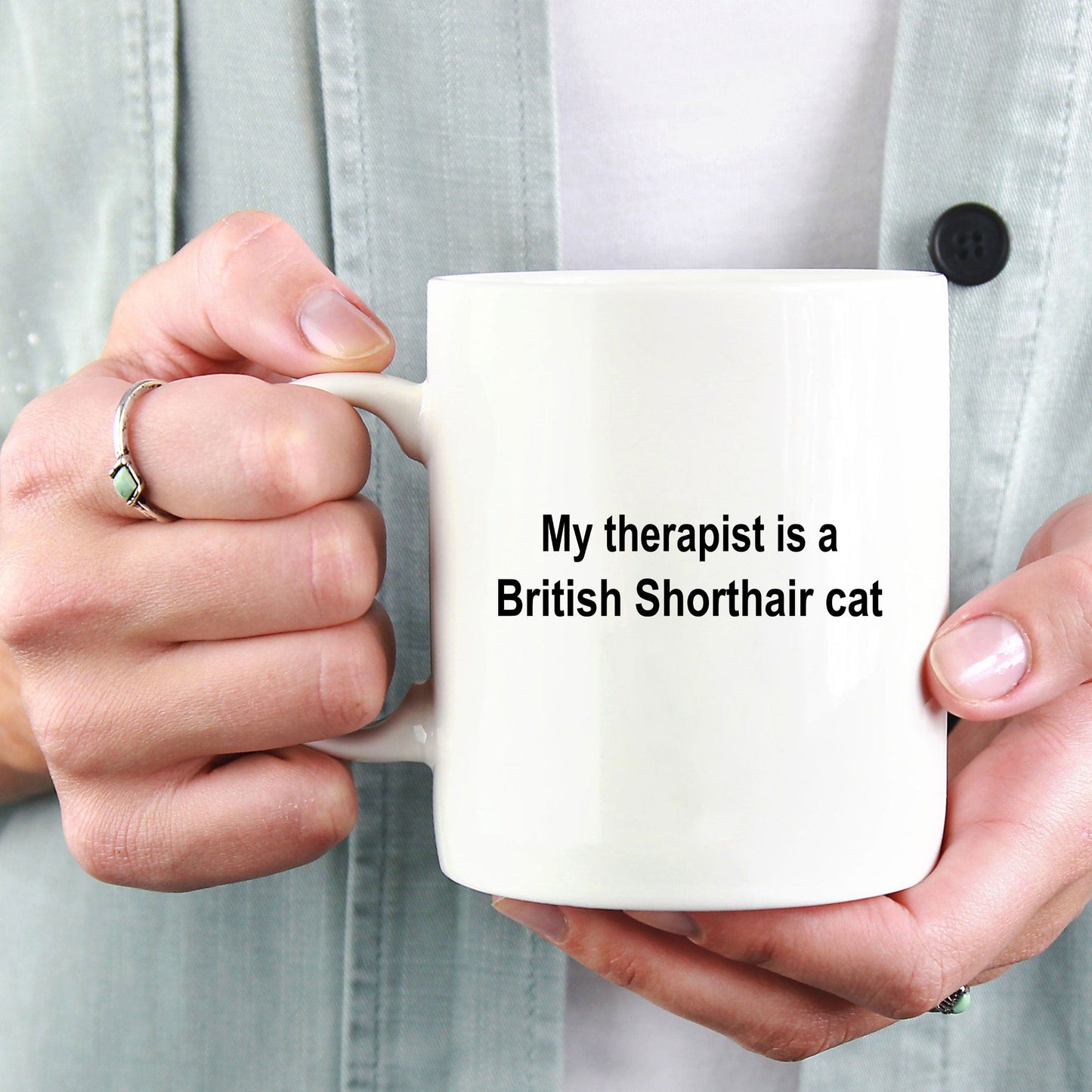 British Shorthair Cat Therapist Ceramic Coffee Mug