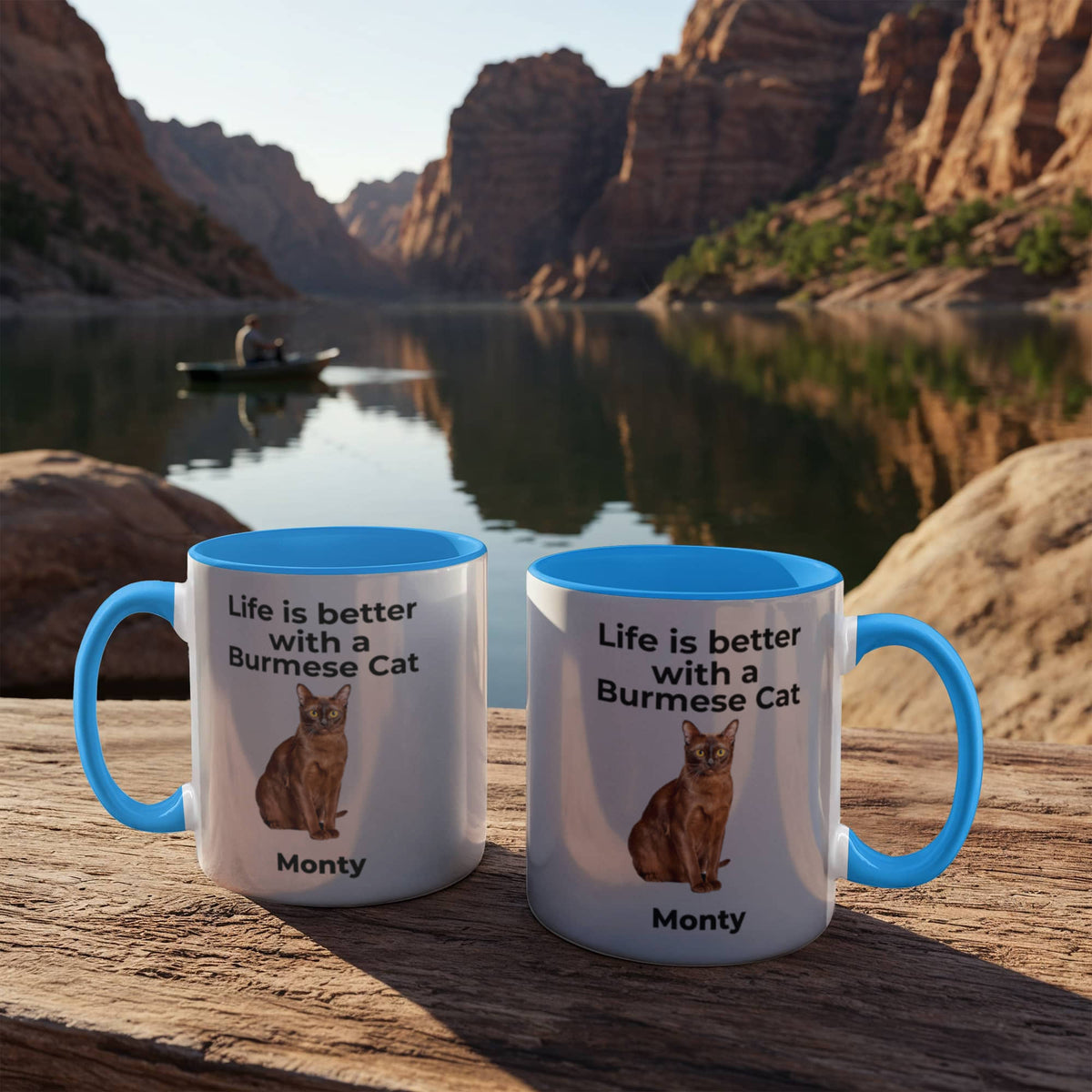 Burmese Cat Mug, Personalized Cat Name Coffee Cup, Life Is Better With a Burmese Cat Lover Gift, Color Accent Ceramic Mug for Cat Mom