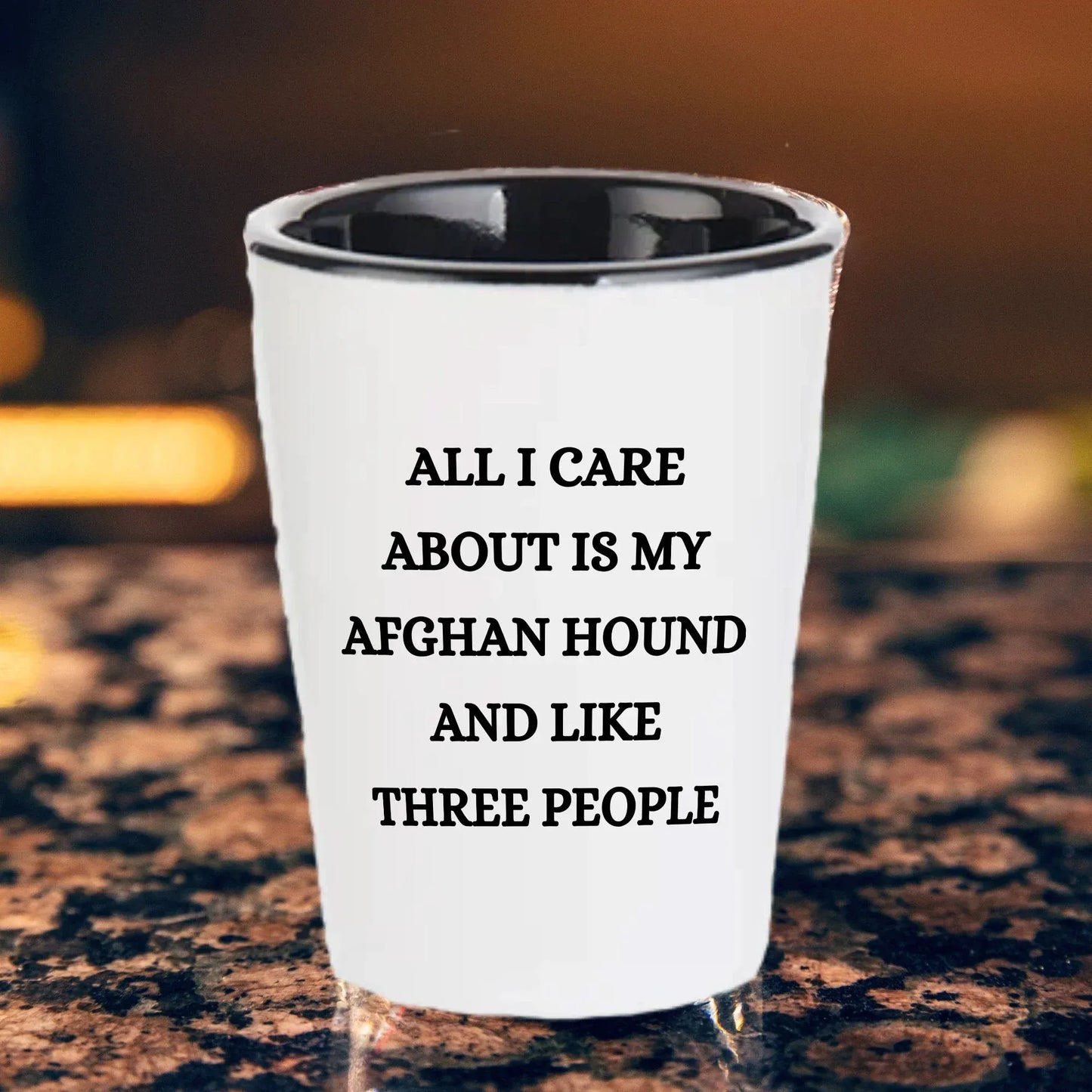 Afghan Hound Dog Lovers Unique Gift Shot Glass, All I Care About Are My Afghan Hound Dog, Funny Quote for Christmas, White Ceramic, 1.5oz, Microwave and Dishwasher Safe, Gifts from Men to Friends