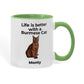 Burmese Cat Mug, Personalized Cat Name Coffee Cup, Life Is Better With a Burmese Cat Lover Gift, Color Accent Ceramic Mug for Cat Mom