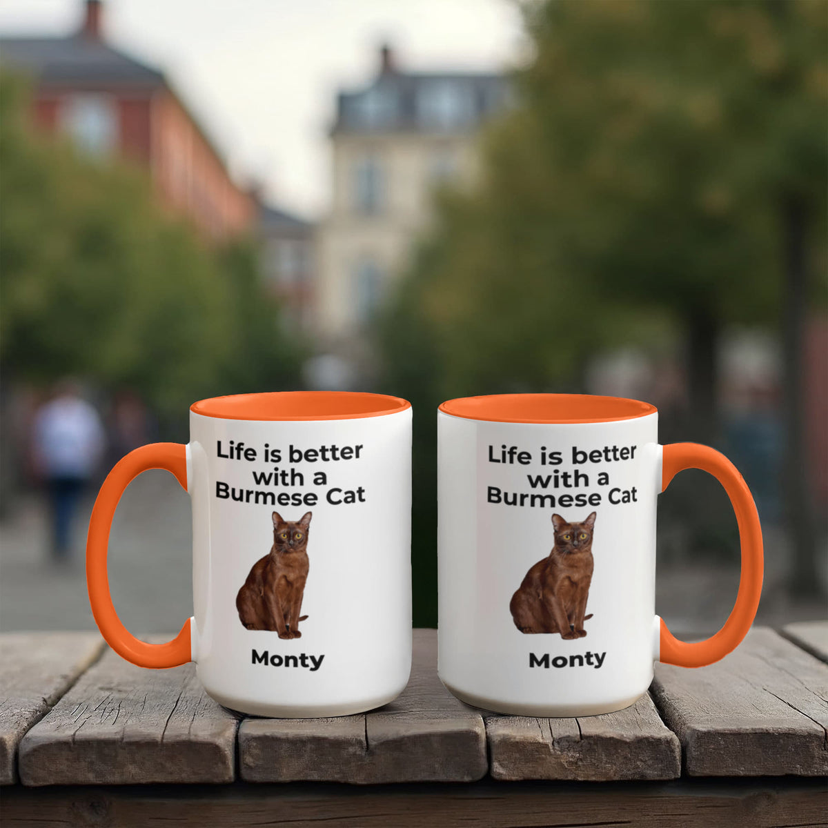 Burmese Cat Mug, Personalized Cat Name Coffee Cup, Life Is Better With a Burmese Cat Lover Gift, Color Accent Ceramic Mug for Cat Mom